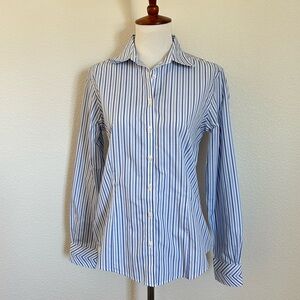 Brooks Brothers Blue & White Striped Button Down Shirt Size 4